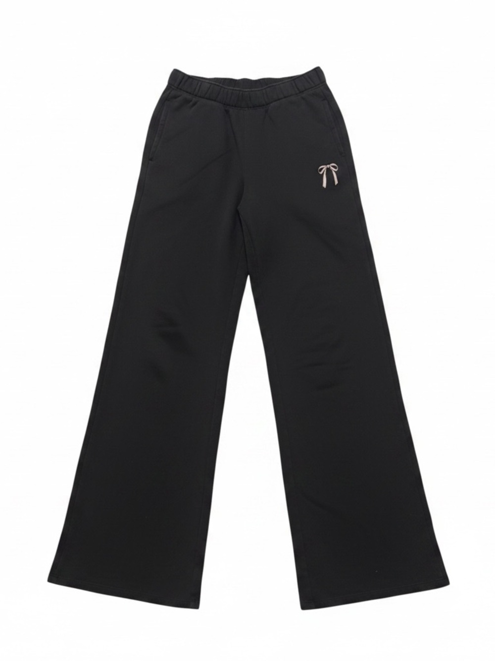 Hollister Black Wide-Leg Sweatpants with Pink Bow Accent